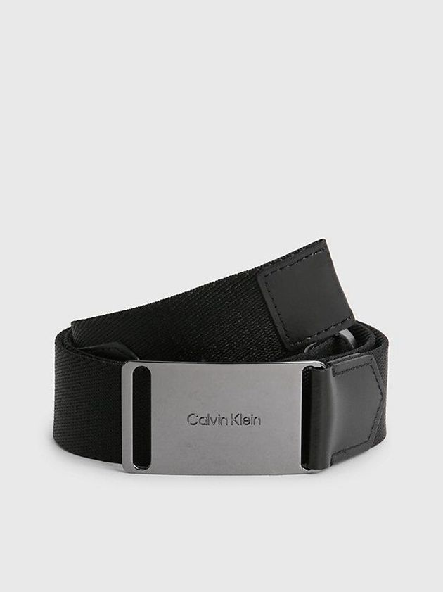 Calvin Klein USA Webbing Plaque Mens Belt Black 9237146-JA